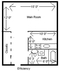 Efficiency Apartment Floor Plan Olde English Village NH